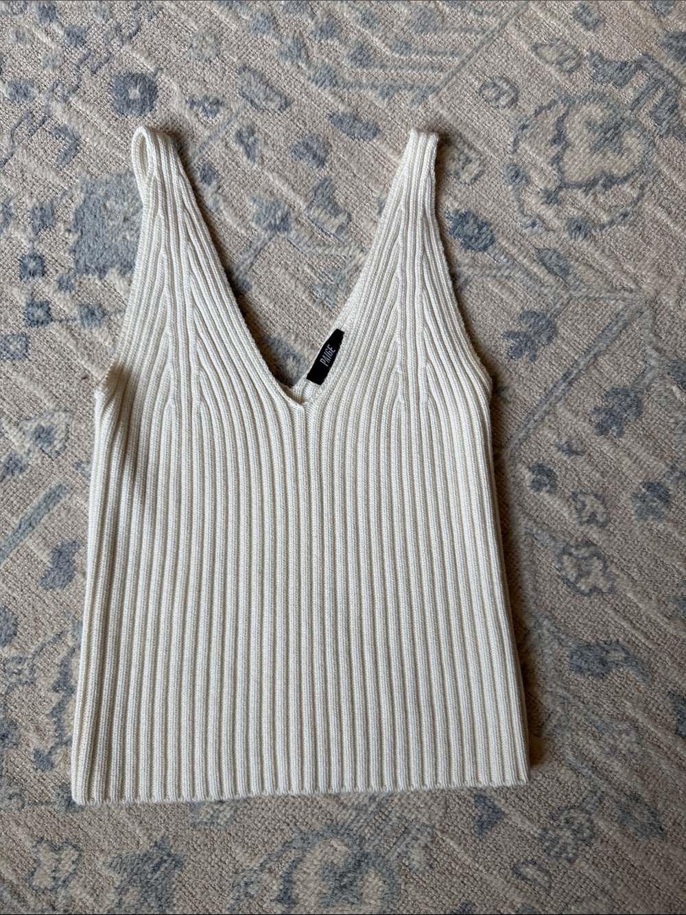PAIGE Cream Cherie Ribbed Sweater V-Neck Tank